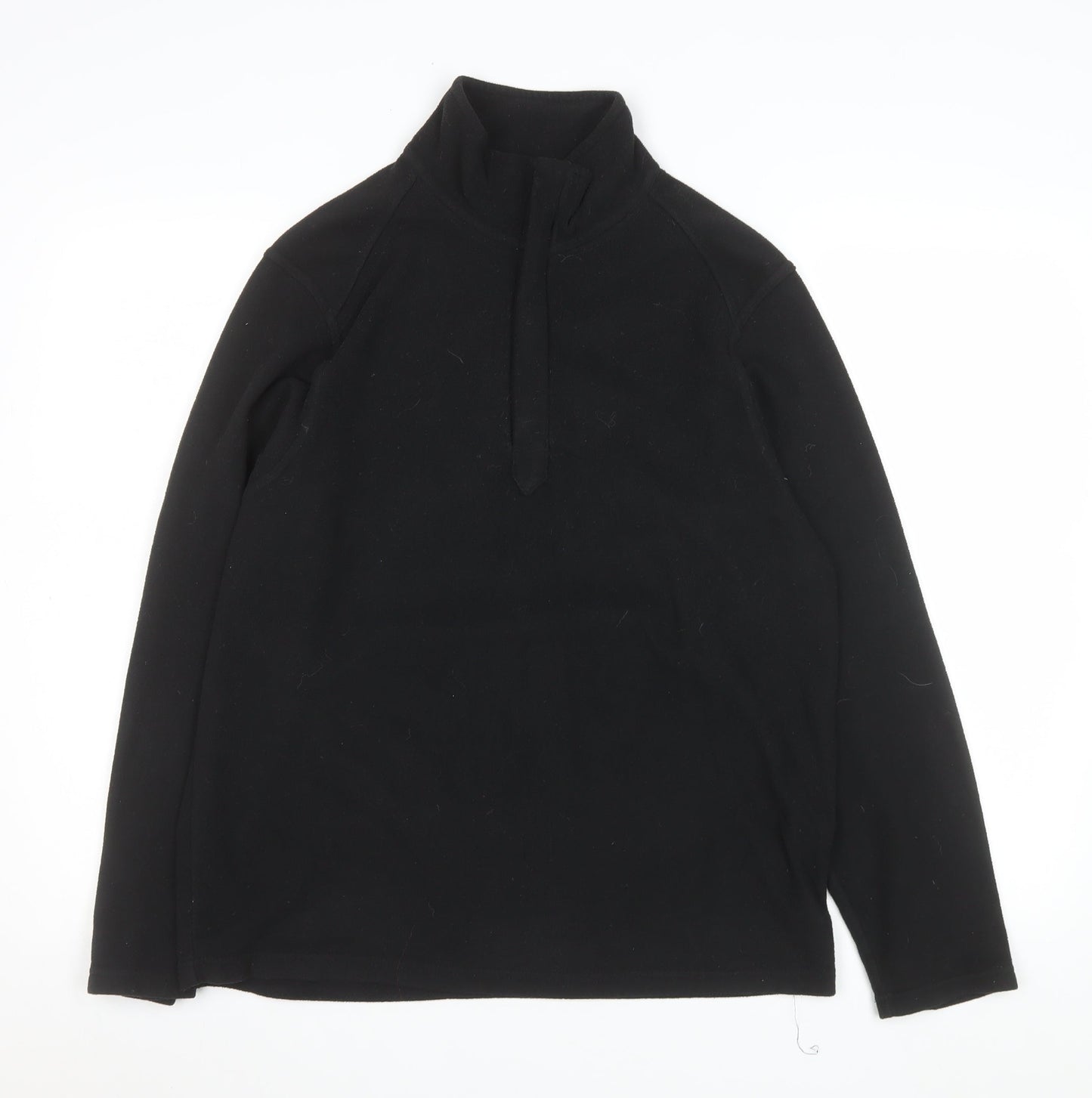 Marks and Spencer Men's Black Fleece Quarter Zip Sweatshirt Medium