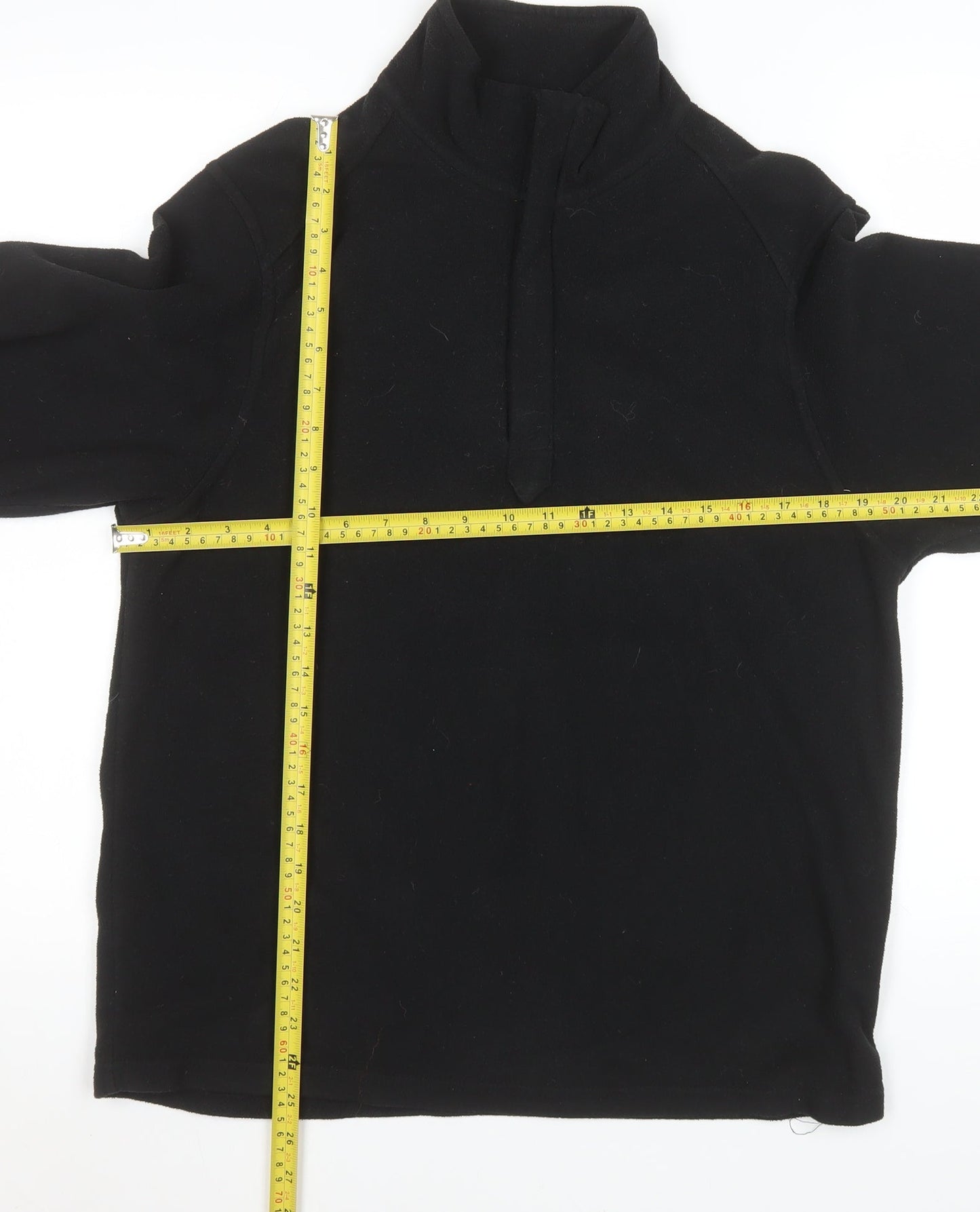 Marks and Spencer Men's Black Fleece Quarter Zip Sweatshirt Medium
