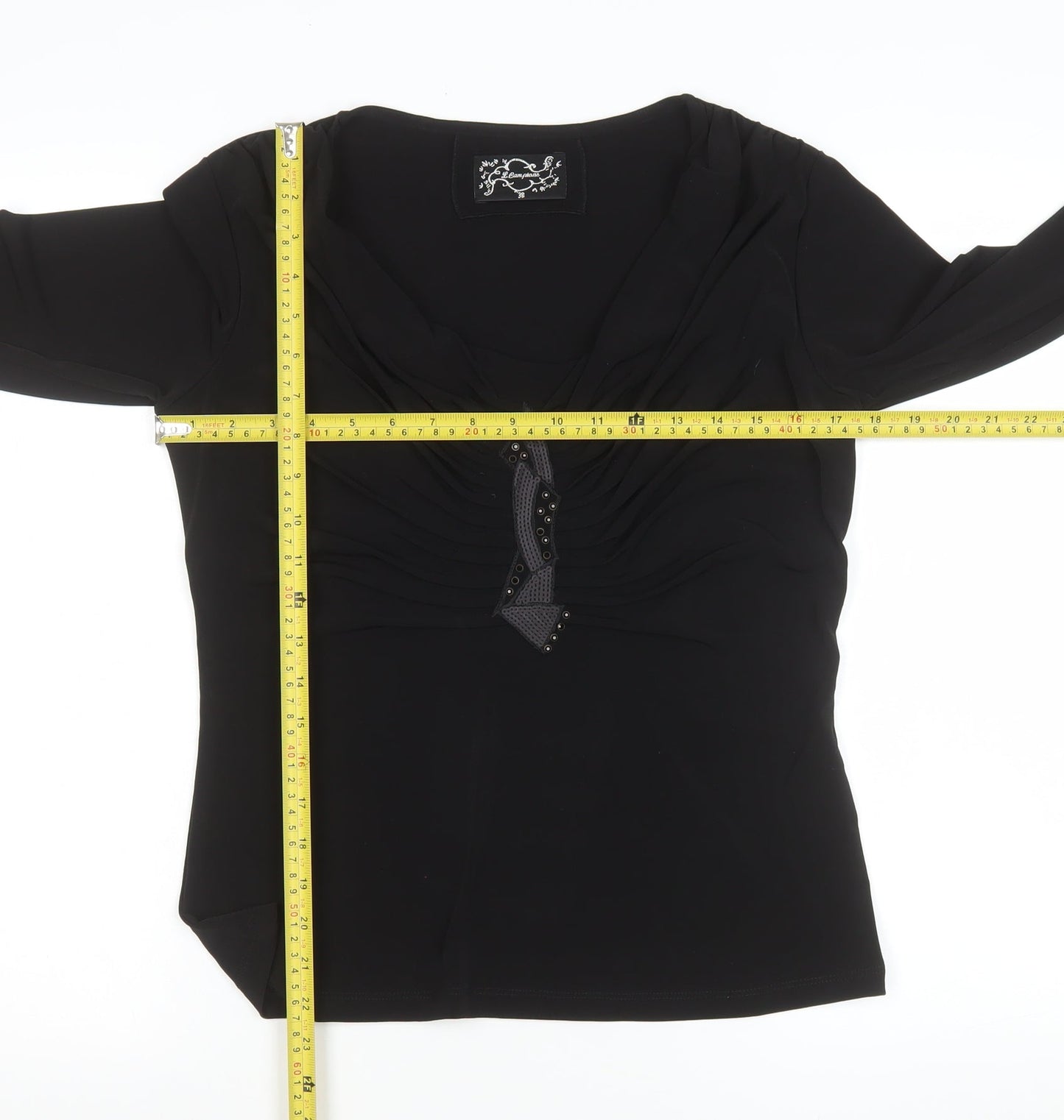 L. Campione Women's Black Long Sleeve V-Neck Blouse Size 10