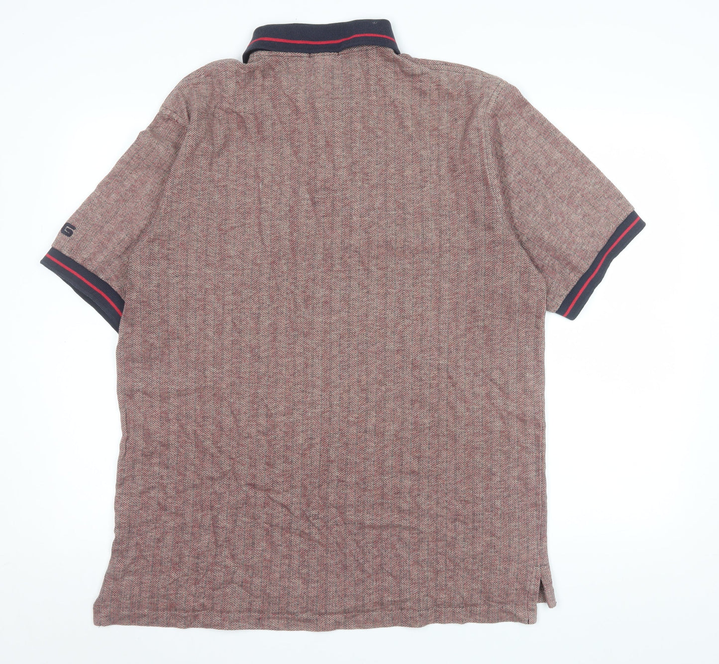 PING Men's Brown Cotton Polo Shirt Size L Golf Herringbone Pattern