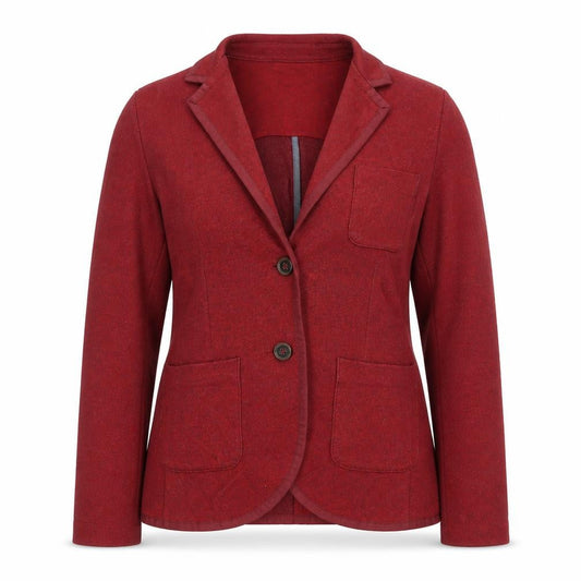 Lands' End Women's Red Cotton Blend Single-Breasted Blazer Size 12