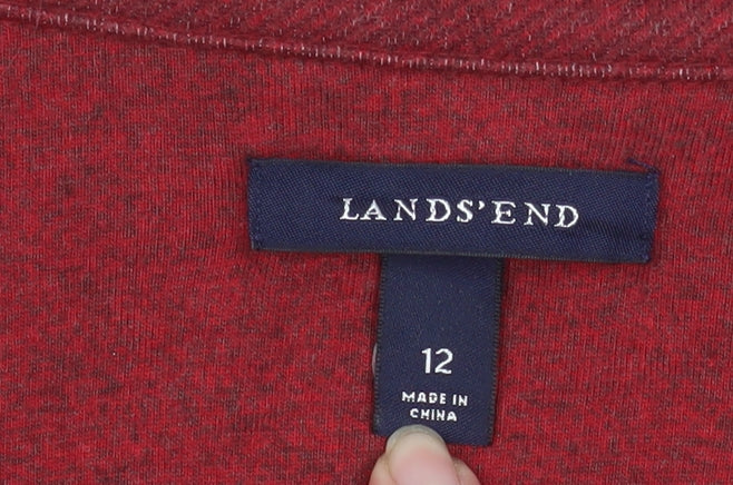 Lands' End Women's Red Cotton Blend Single-Breasted Blazer Size 12