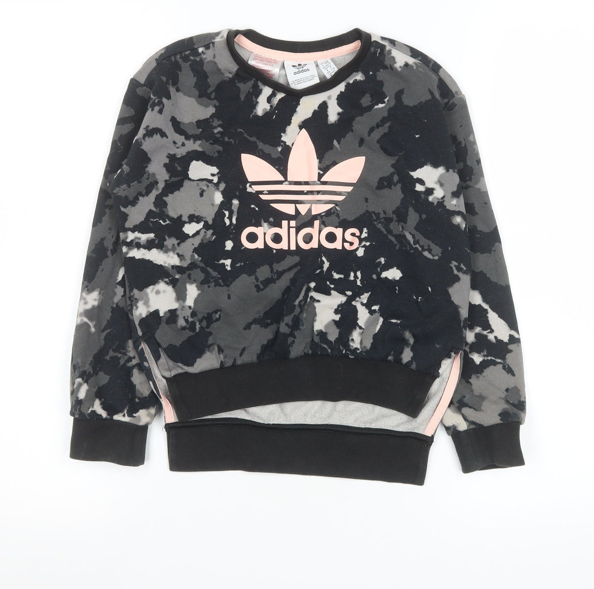 Adidas Girls Multicoloured Tie Dye Logo Pullover Sweatshirt 7-8 Years