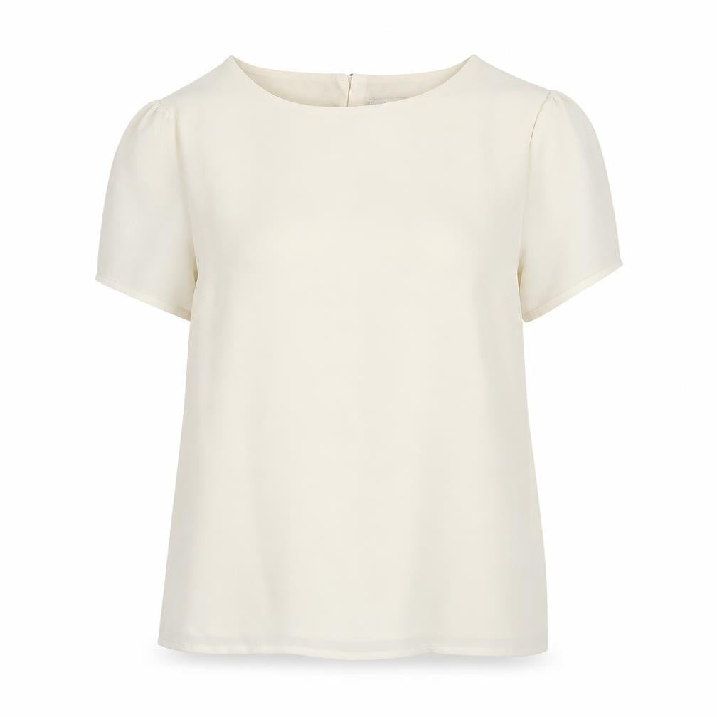 Oasis Women's Ivory Short Sleeve Woven Blouse Size 12