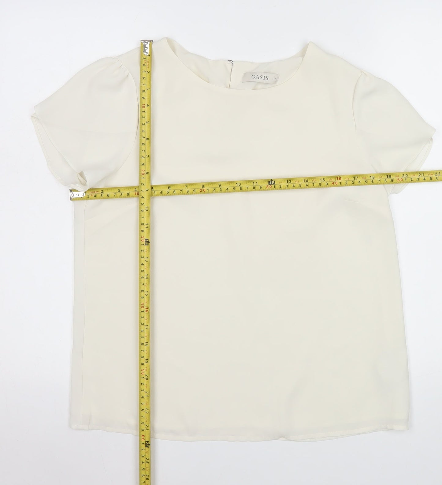 Oasis Women's Ivory Short Sleeve Woven Blouse Size 12