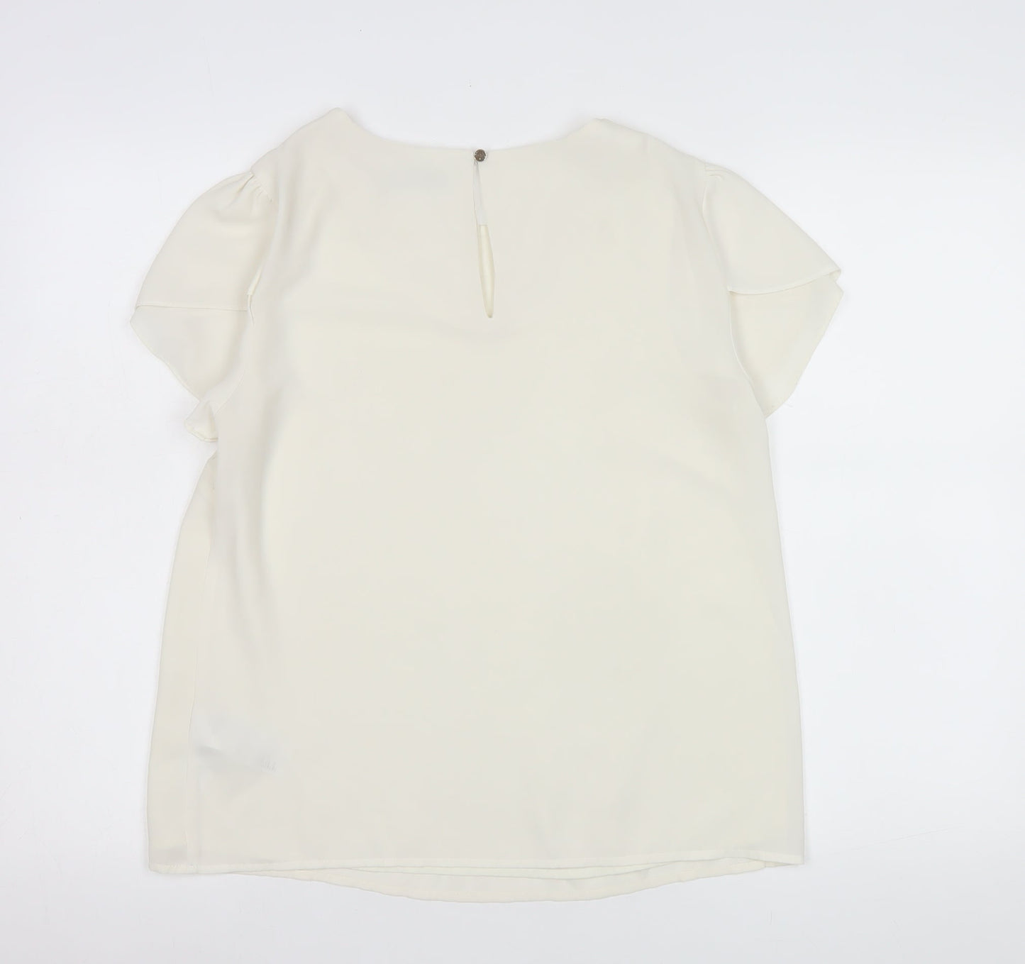 Oasis Women's Ivory Short Sleeve Woven Blouse Size 12