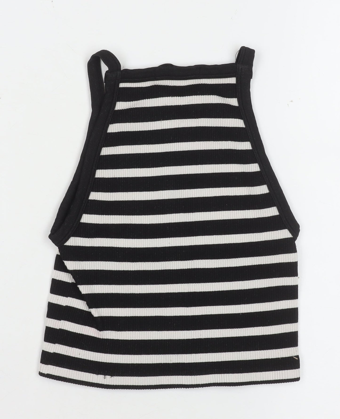 Dunnes Women Black White Striped Cropped Tank Top XS
