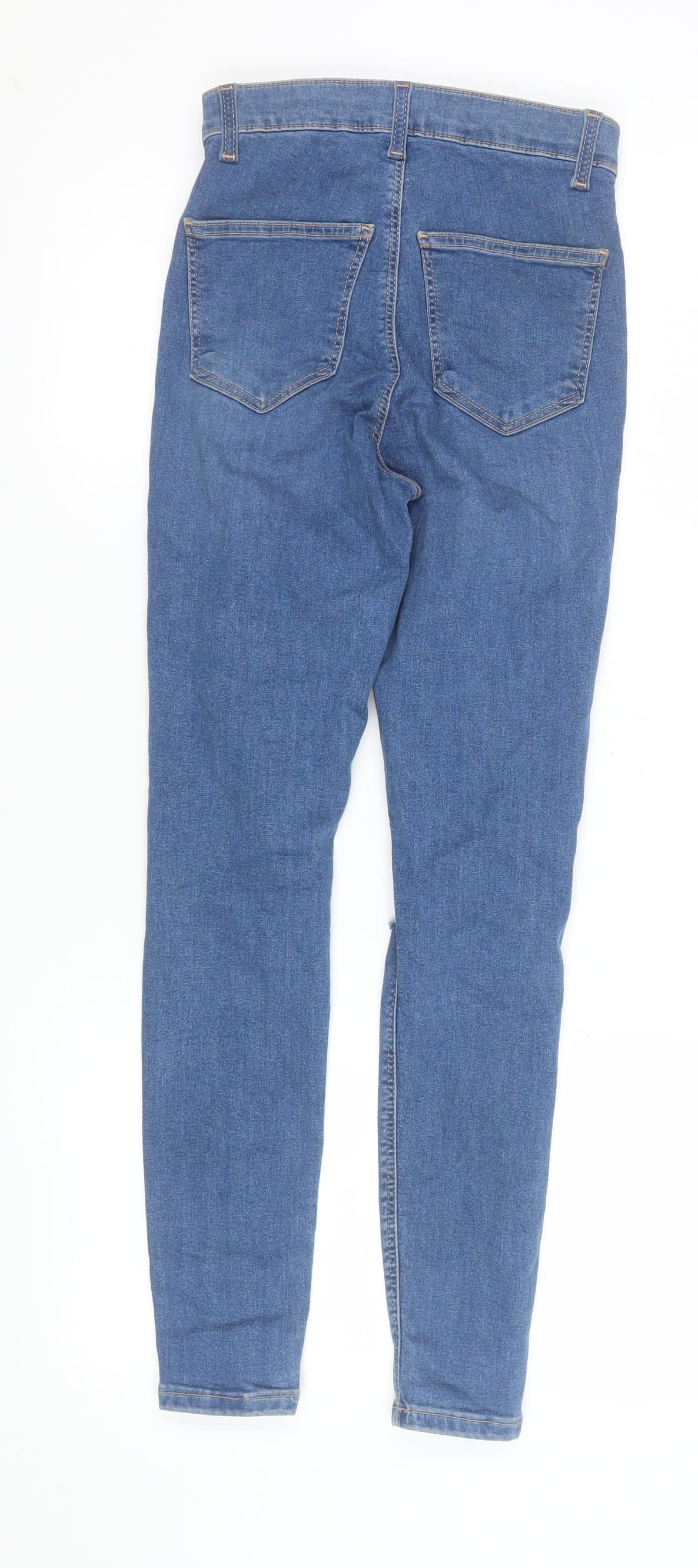 Topshop Women Blue High Rise Skinny Distressed Jeans Size 8