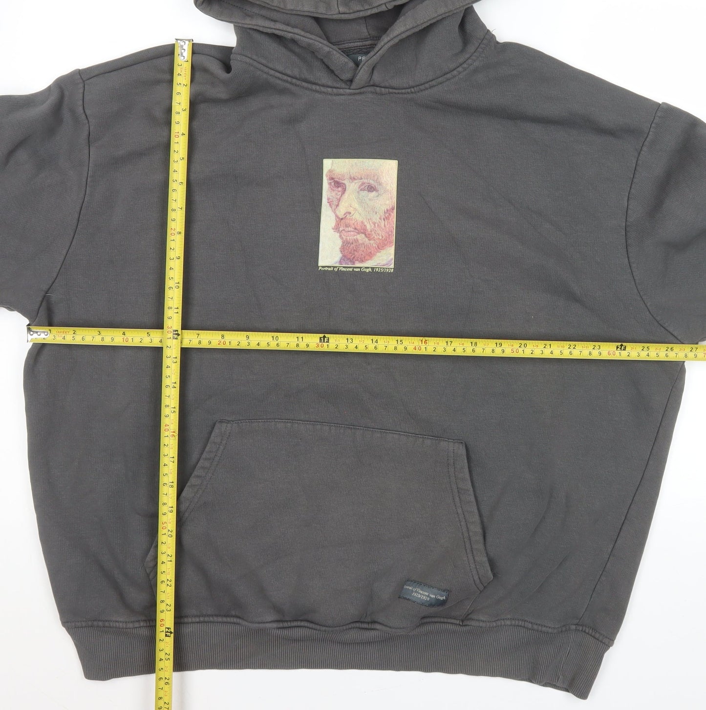 Primark Men's Grey Van Gogh Graphic Pullover Hoodie 2XL