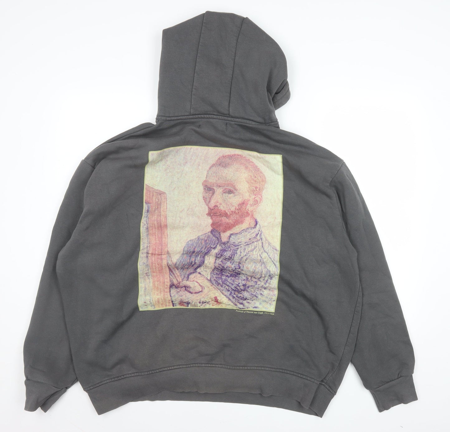 Primark Men's Grey Van Gogh Graphic Pullover Hoodie 2XL