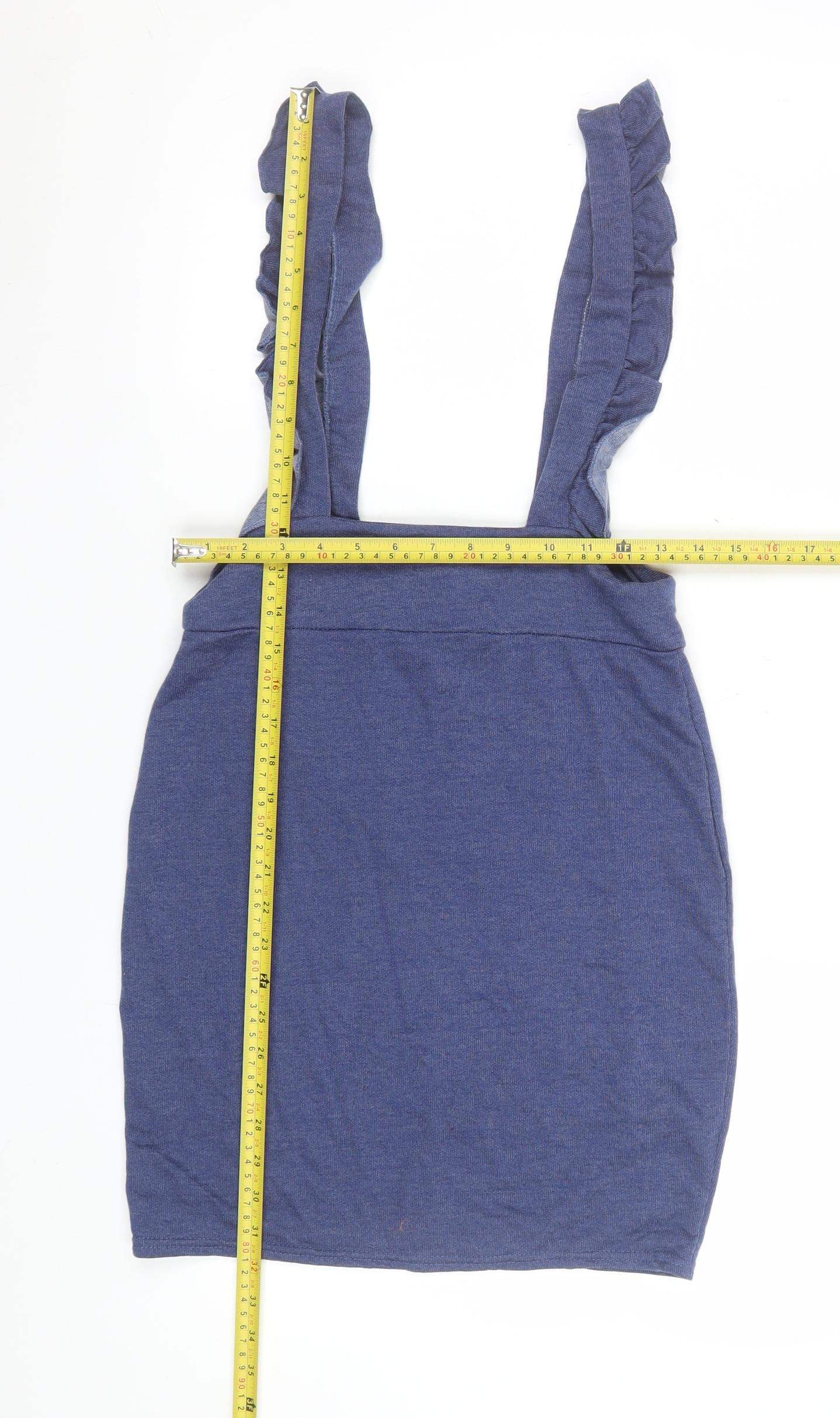 Ayanapa Women Blue Ruffle Strap Pencil Skirt Size S