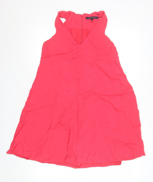 French Connection Women Pink V-Neck Sleeveless A-Line Dress Size 12