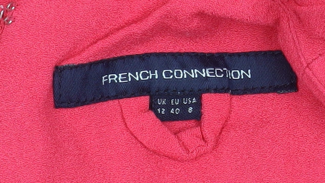 French Connection Women Pink V-Neck Sleeveless A-Line Dress Size 12