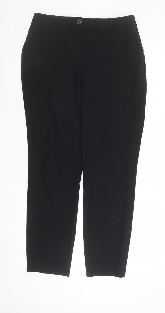 L. Bernard Black Stretch Straight Trousers Women Size 12