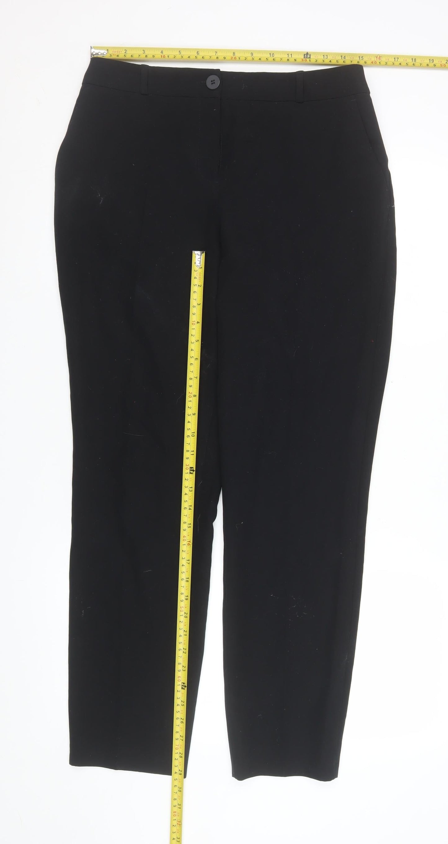 L. Bernard Black Stretch Straight Trousers Women Size 12