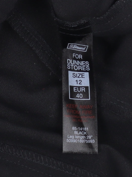 L. Bernard Black Stretch Straight Trousers Women Size 12
