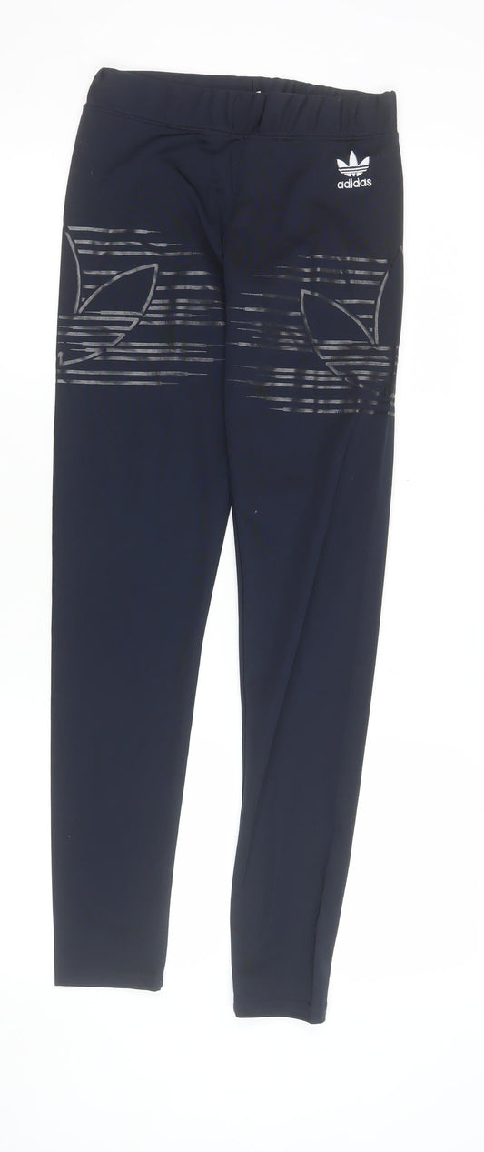 adidas Women Black Stretch Leggings M Slim Fit Athleisure Trousers
