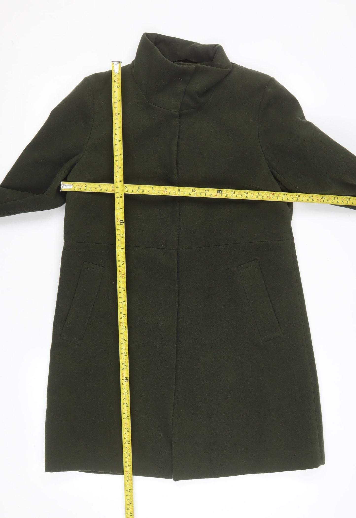 Atmosphere Women Green Mid-Length Overcoat Size 12 Polyester