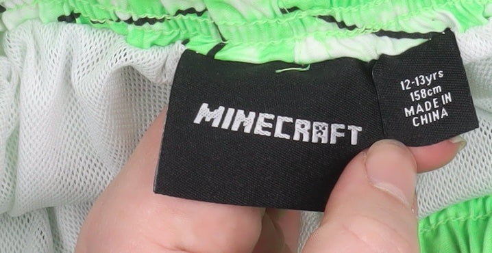 Minecraft Boys Green Swim Shorts 12-13 Years Creeper Board Shorts Quick Dry