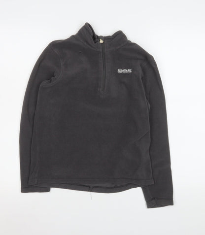 Additional front view of Regatta boys’ black fleece 1/4 zip pullover sweatshirt 13 years
