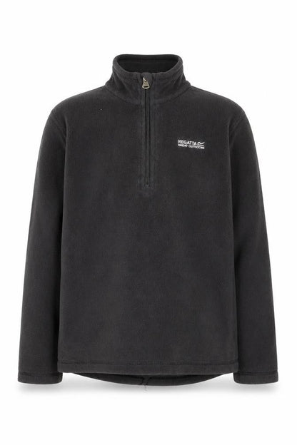 Front view of Regatta boys’ black fleece 1/4 zip pullover sweatshirt 13 years