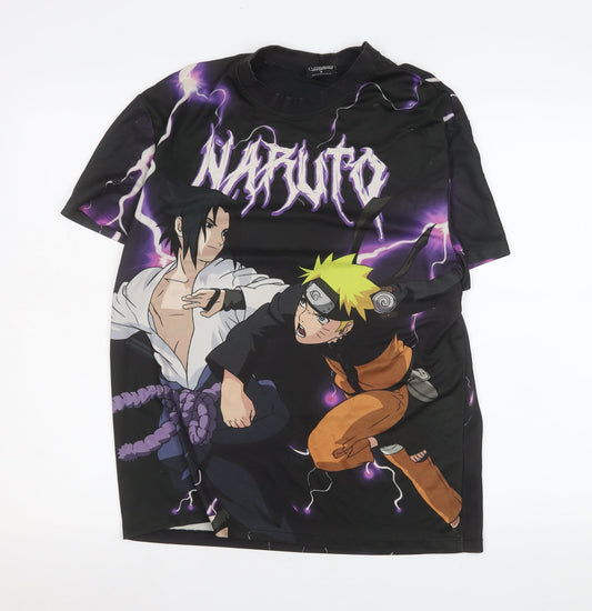 Naruto Shippuden Men's Black Anime Graphic T-Shirt Size S