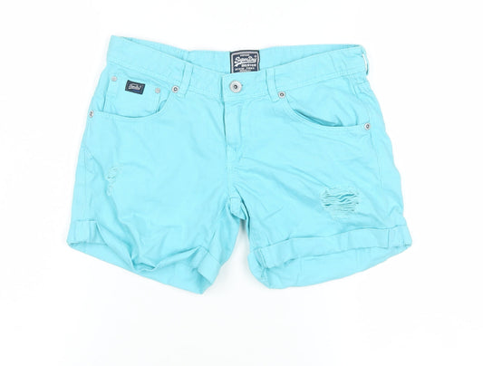 Superdry Women’s Blue Chino Shorts Size 6 Vintage Style 100% Cotton