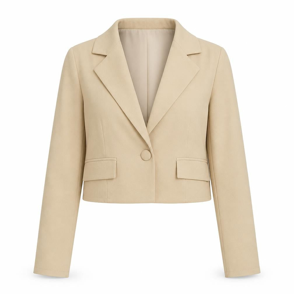 Quiz Beige Cropped Tailored Suit Jacket Women’s Size 8