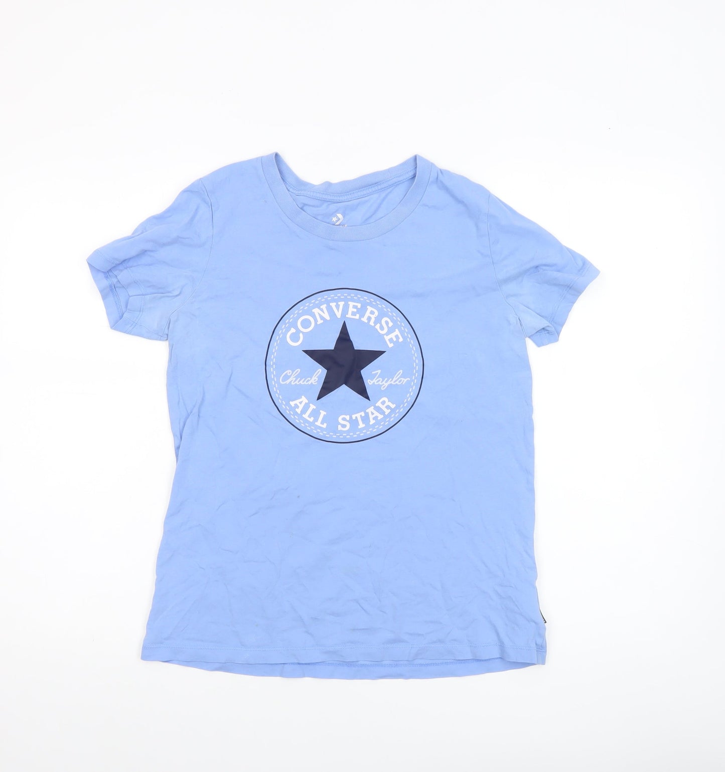 Converse Boys Blue Classic Fit Graphic Logo Short Sleeve Cotton T-Shirt Size S