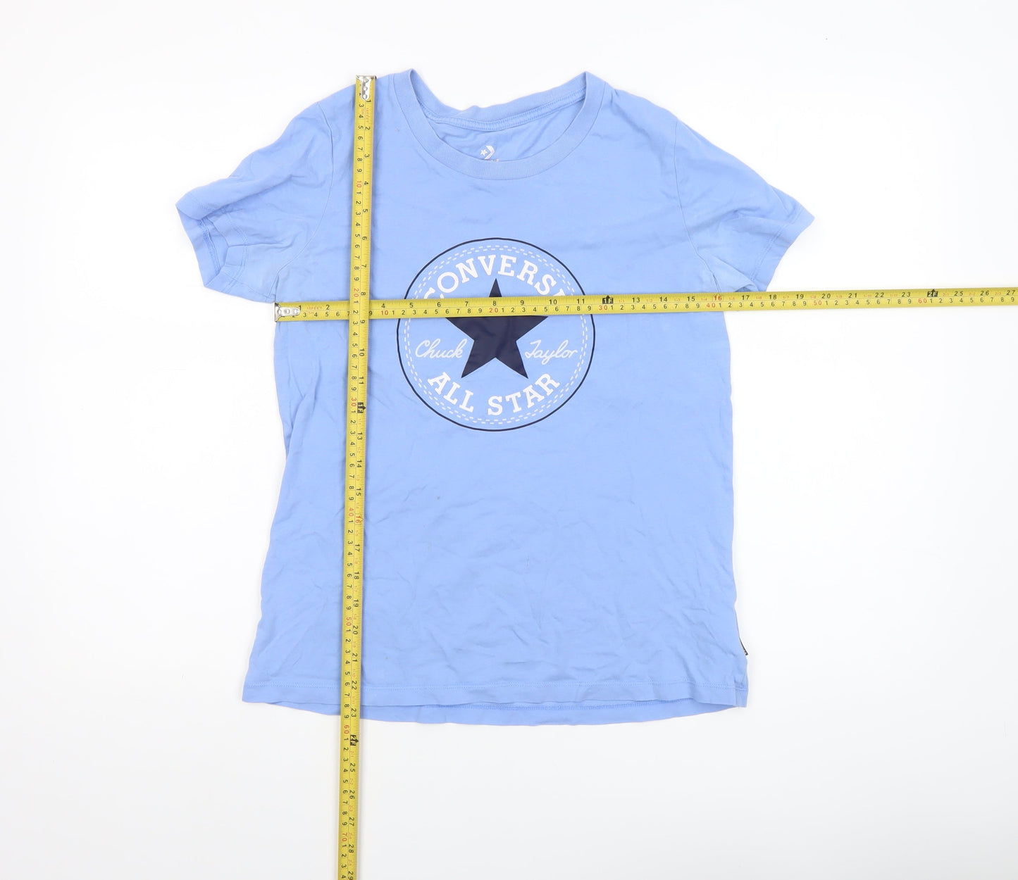 Converse Boys Blue Classic Fit Graphic Logo Short Sleeve Cotton T-Shirt Size S