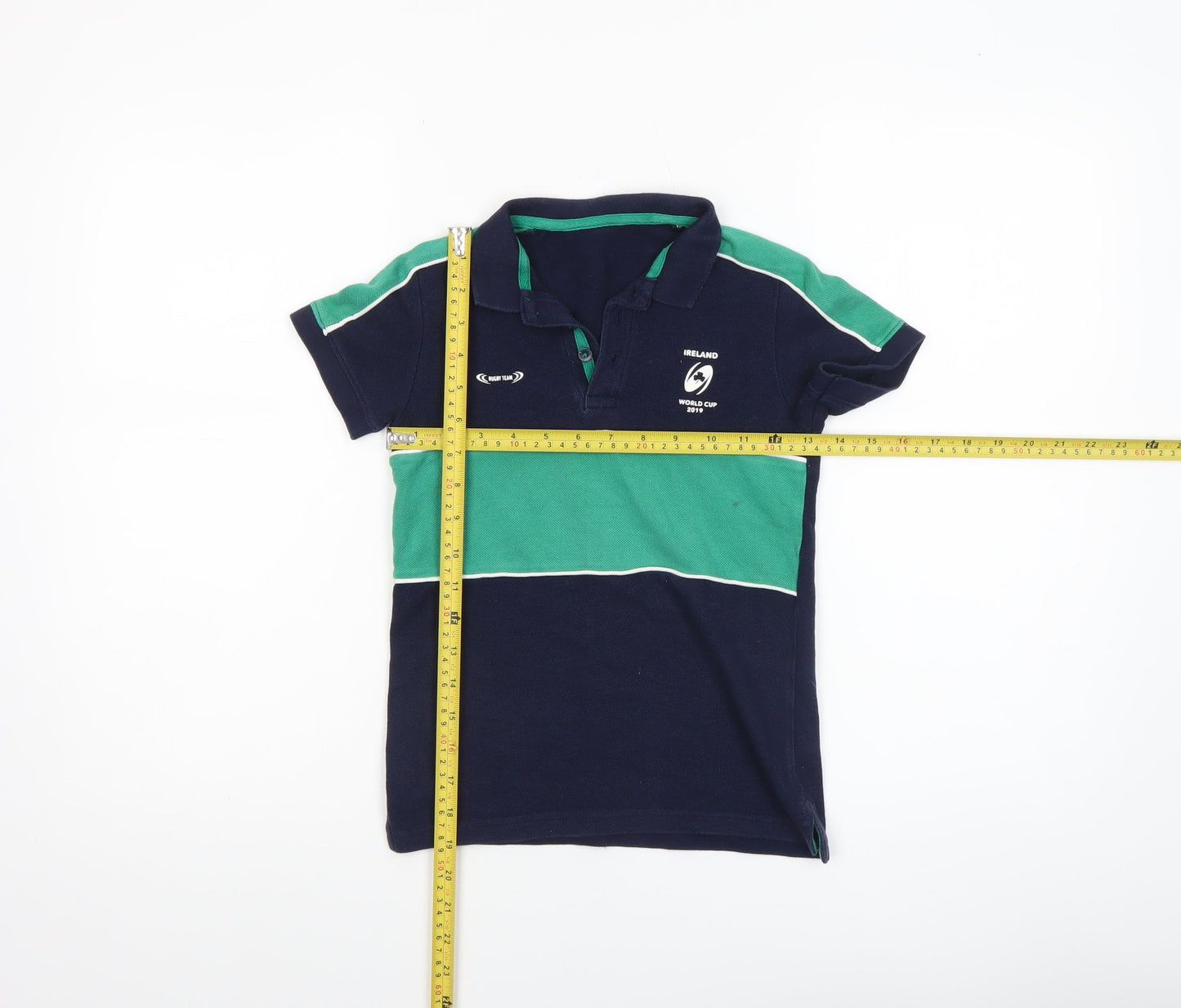 Bennetton Boys Blue & Green Rugby World Cup Polo Shirt 6-7 Years