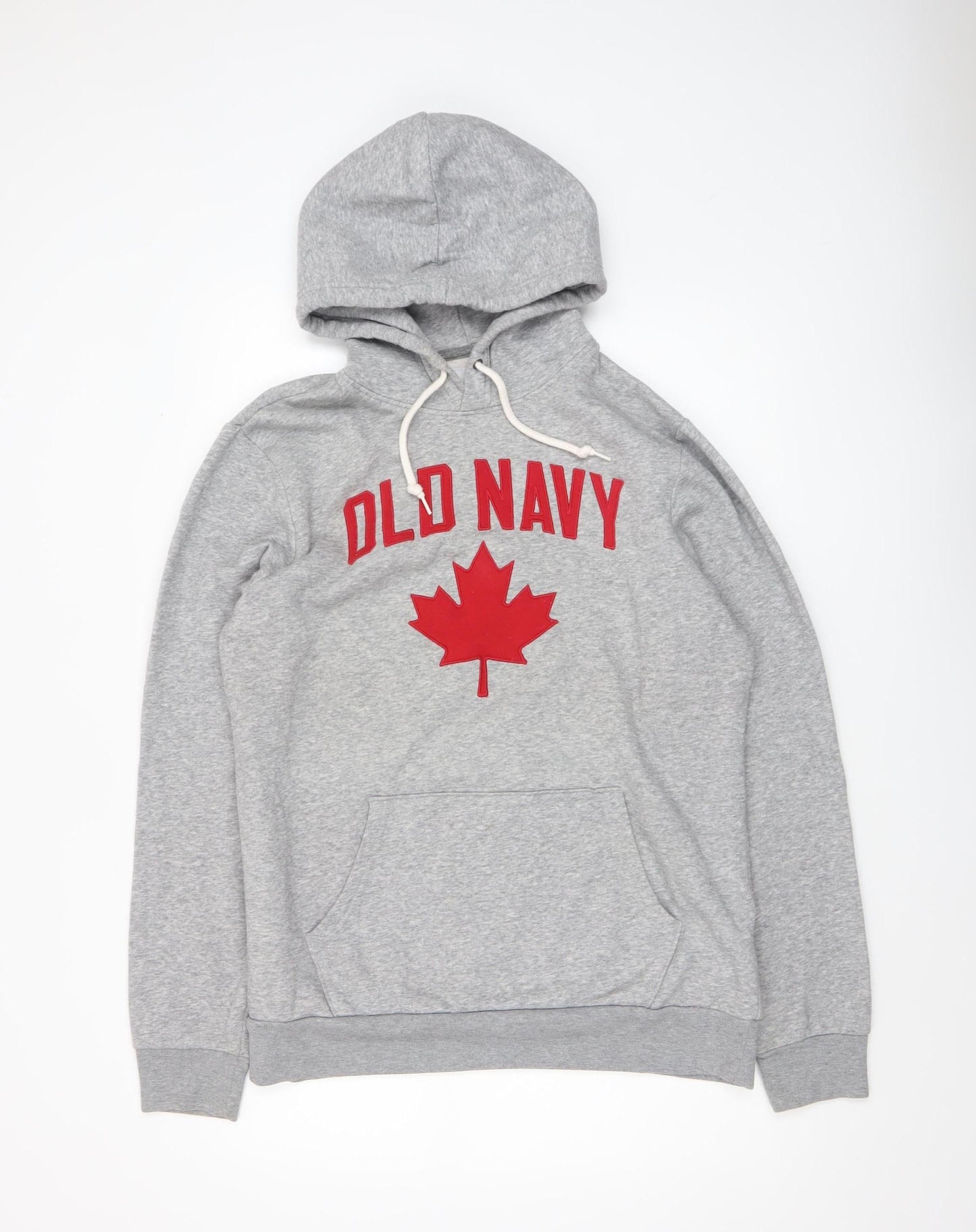 Old Navy Men's Grey Pullover Hoodie M Tall Logo Fleece Patriotic Style