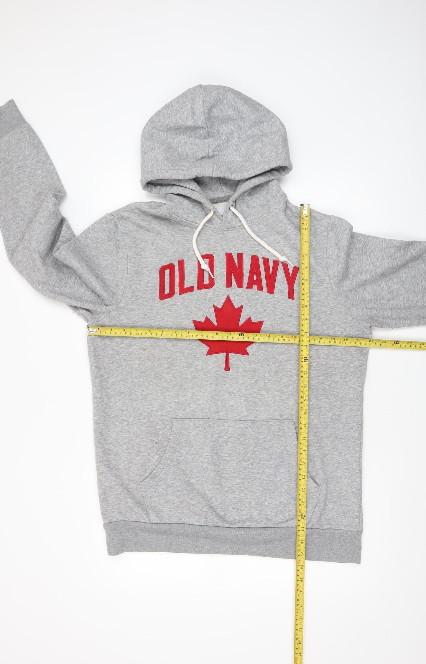 Old Navy Men's Grey Pullover Hoodie M Tall Logo Fleece Patriotic Style