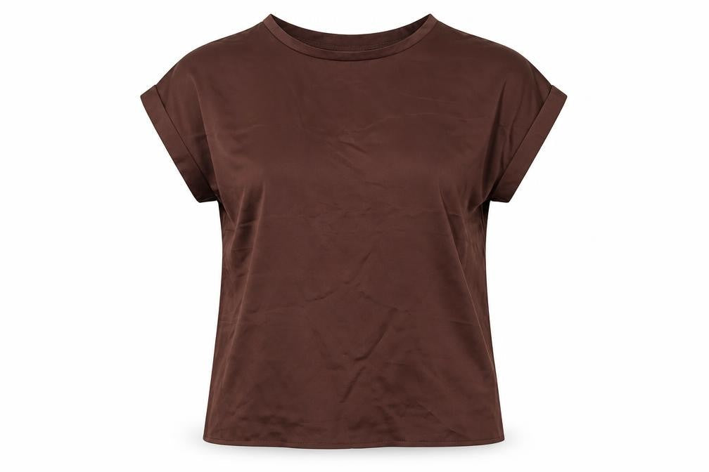 Vila Women Brown Short Sleeve Basic Blouse Size 8