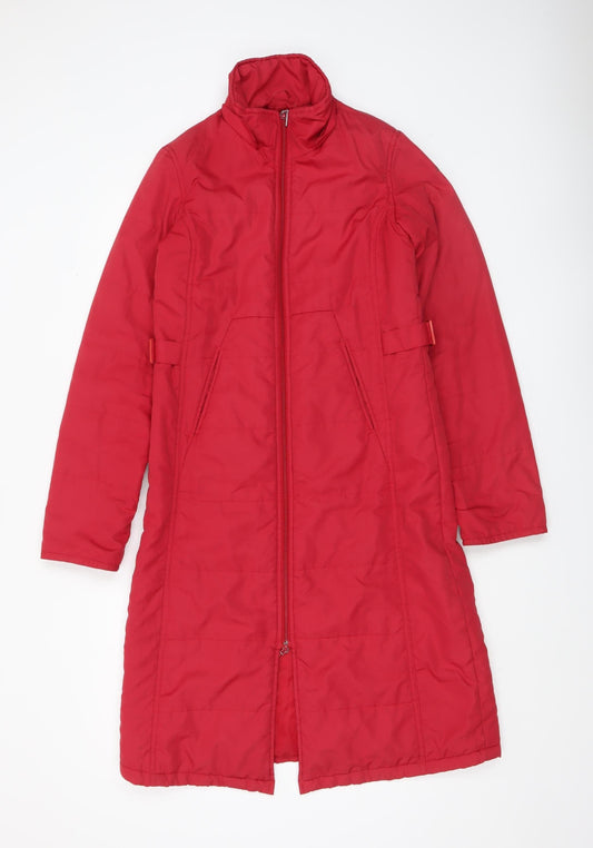 Xdye Womens Red Long Puffer Coat Size 8 Full Zip Winter Jacket