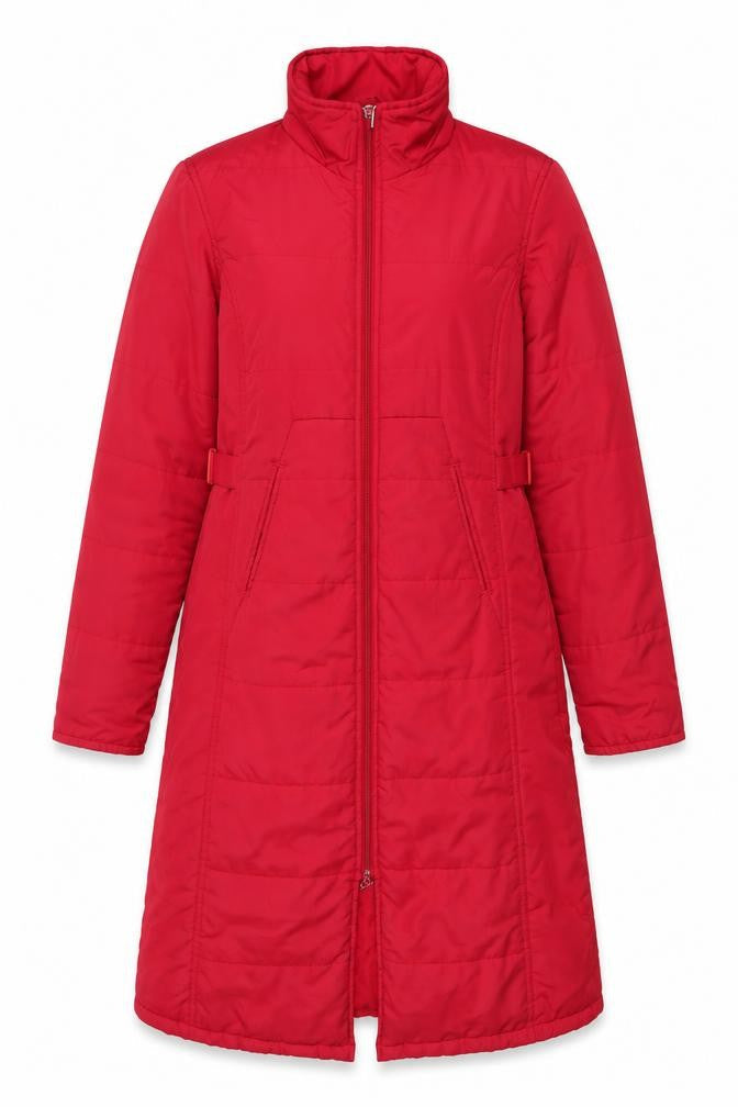 Xdye Womens Red Long Puffer Coat Size 8 Full Zip Winter Jacket