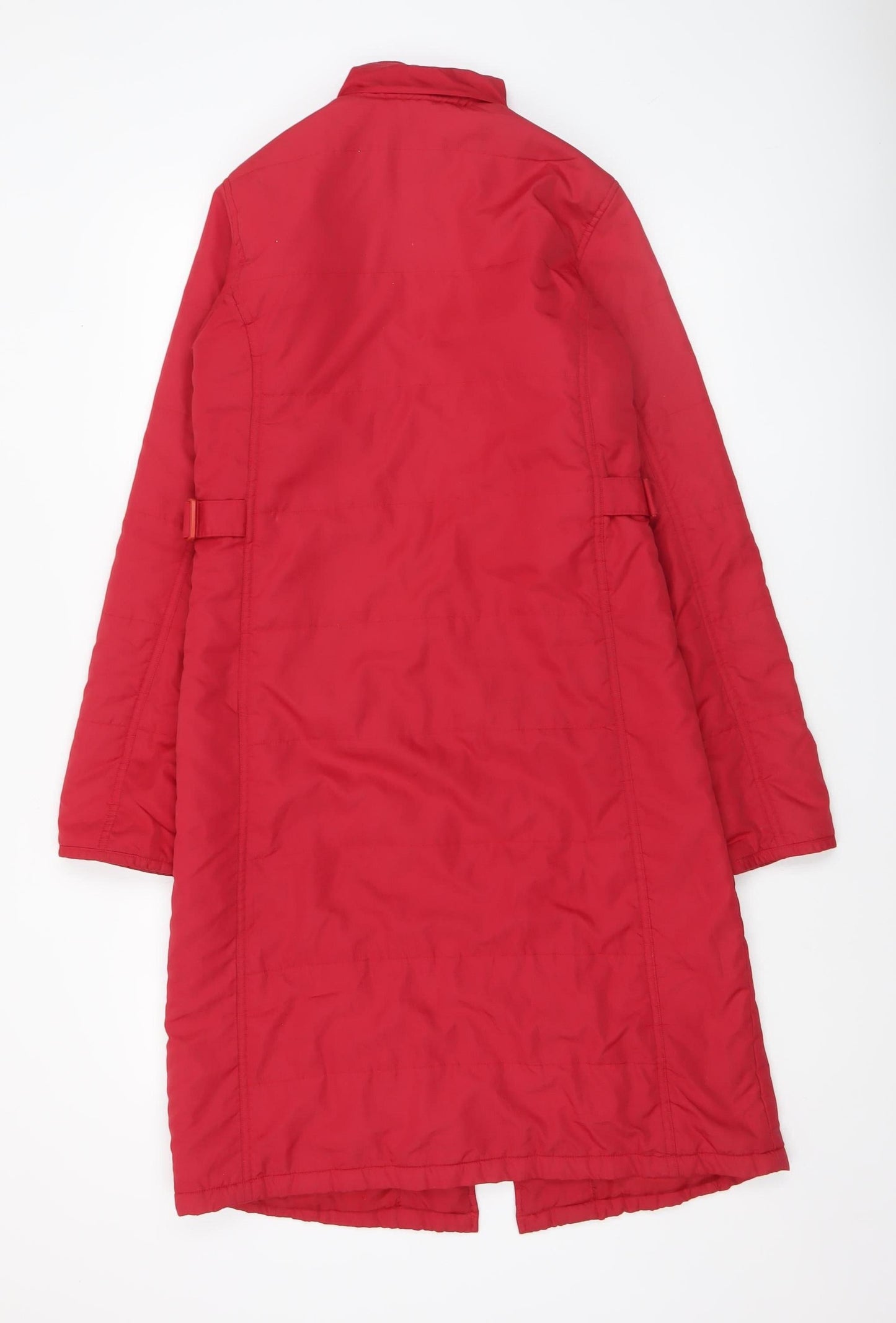 Xdye Womens Red Long Puffer Coat Size 8 Full Zip Winter Jacket