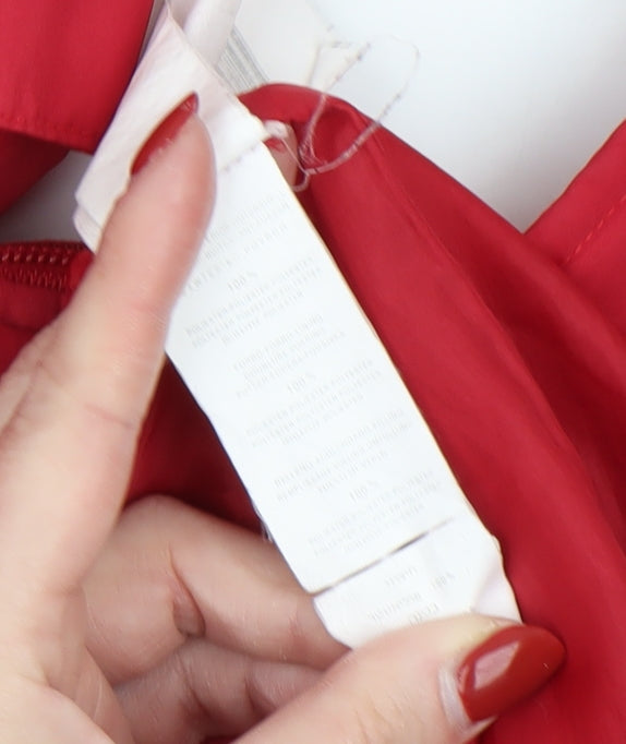 Xdye Womens Red Long Puffer Coat Size 8 Full Zip Winter Jacket