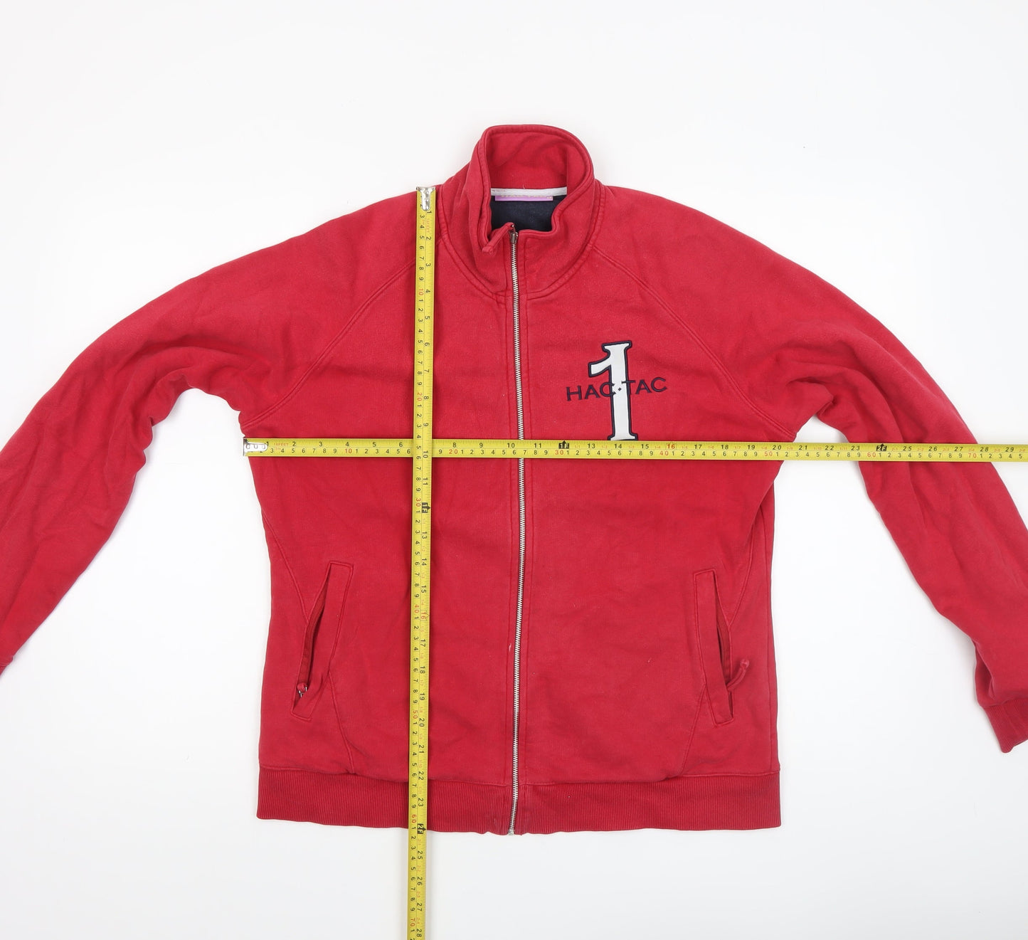 HAC TAC Womens Red Full Zip Cotton Blend Jacket Size 14