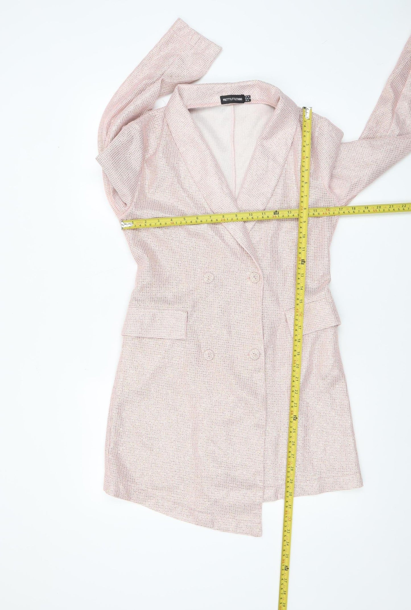 PrettyLittleThing Women’s Pink Glitter Blazer Jacket UK 10
