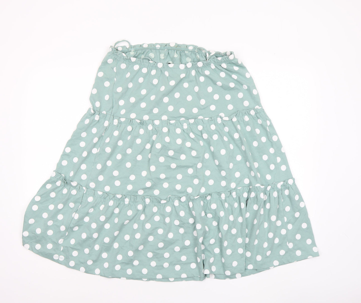 ASOS DESIGN Women's Green Polka Dot Cotton Peasant Skirt UK 10