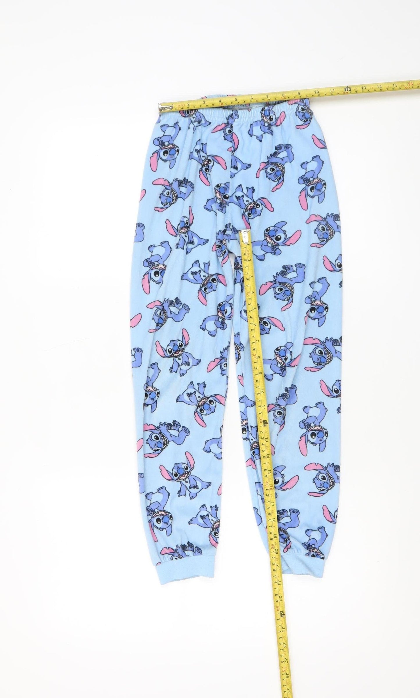 Primark Girls Blue Stitch Fleece Pyjama Pants 8-9 Years Disney Sleepwear