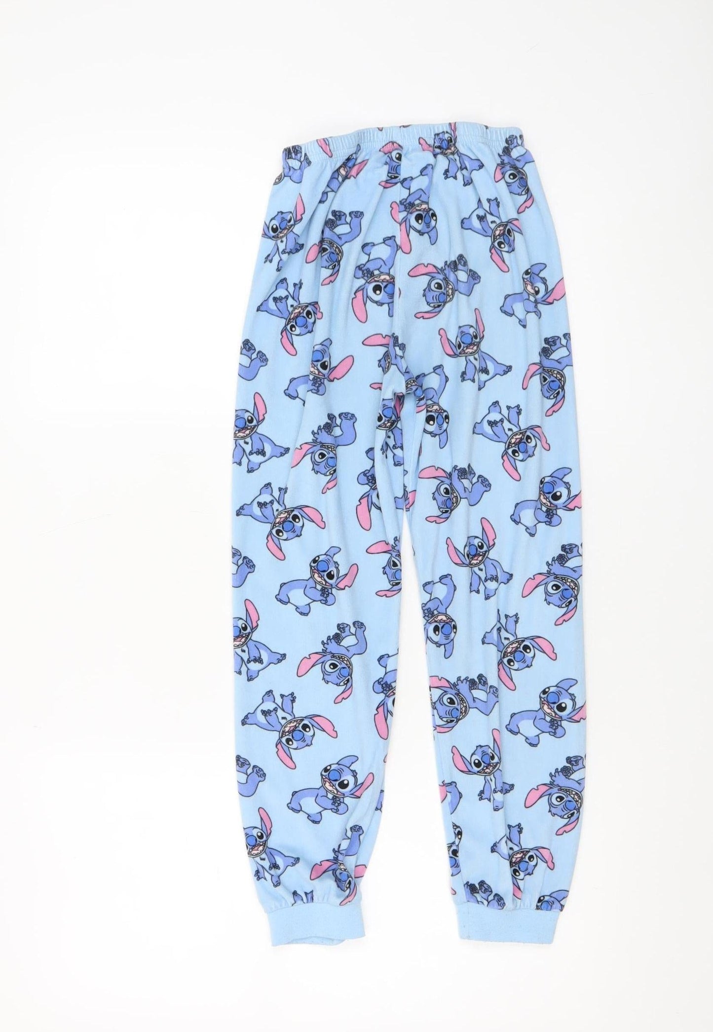 Primark Girls Blue Stitch Fleece Pyjama Pants 8-9 Years Disney Sleepwear