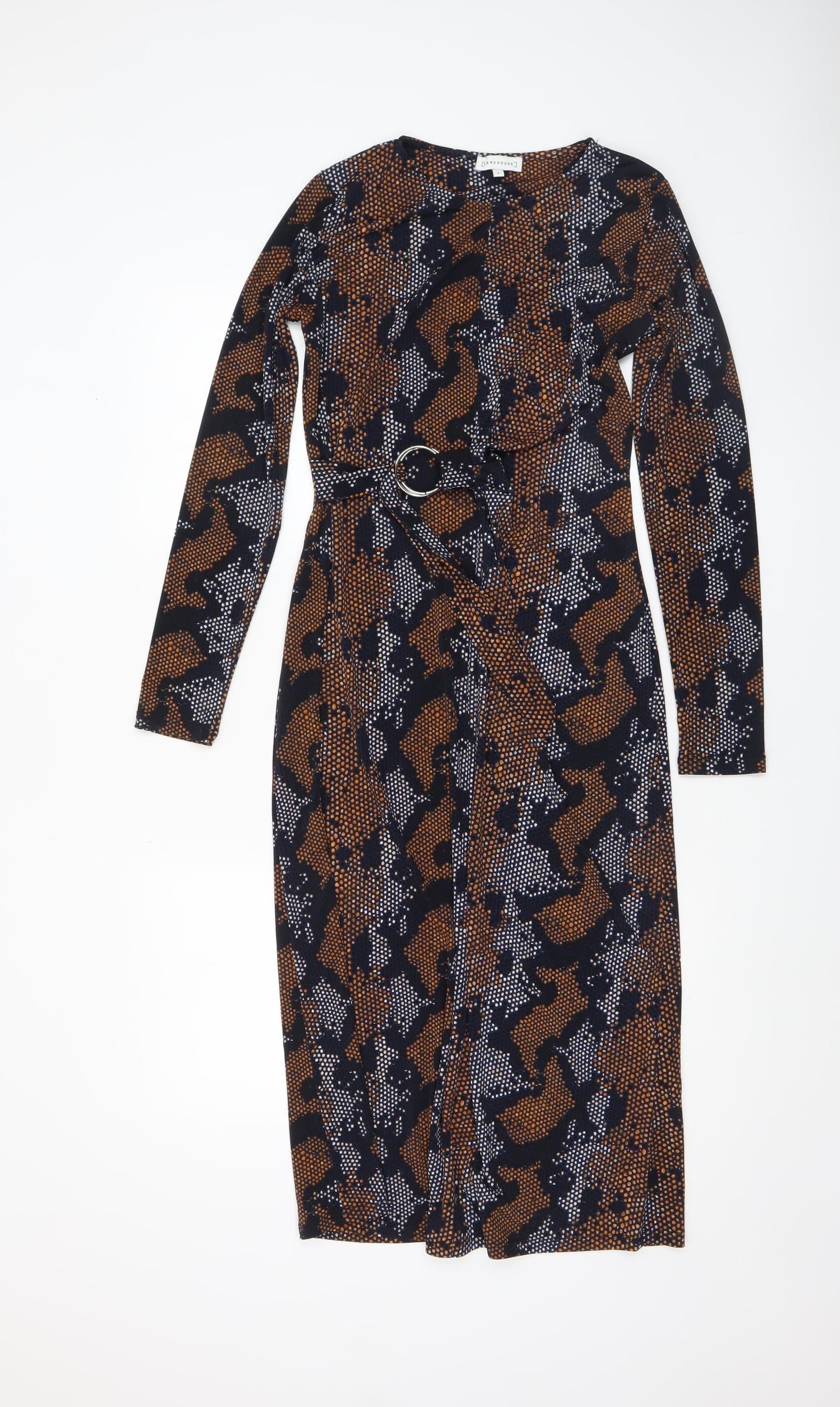 Warehouse Women’s Multicoloured Animal Print Midi Wrap Dress Size 8