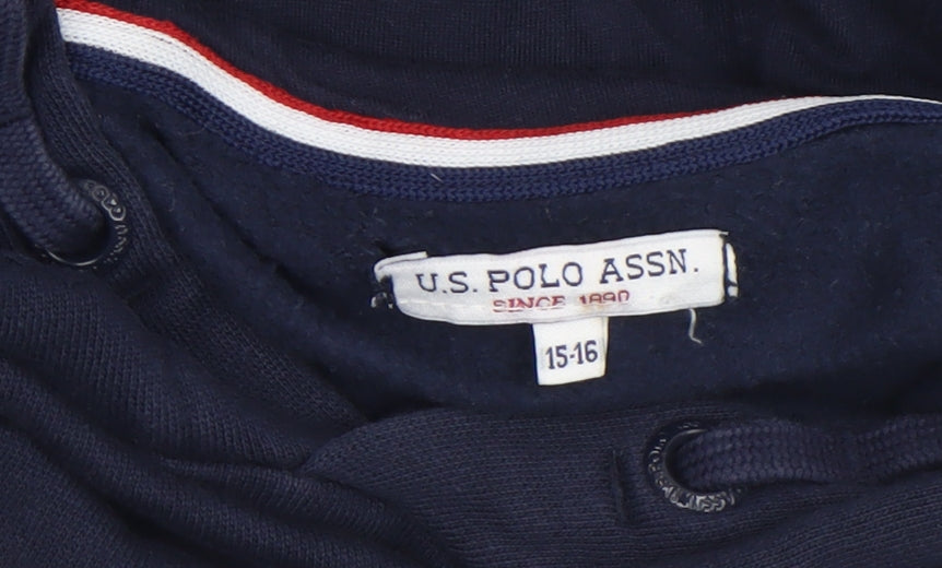 U.S. Polo Assn. Boys Blue Pullover Hoodie 15-16 Years Cotton Blend