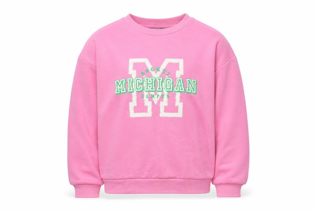 Primark Girls Pink Crew Neck Michigan Pullover Sweatshirt 9-10 Years
