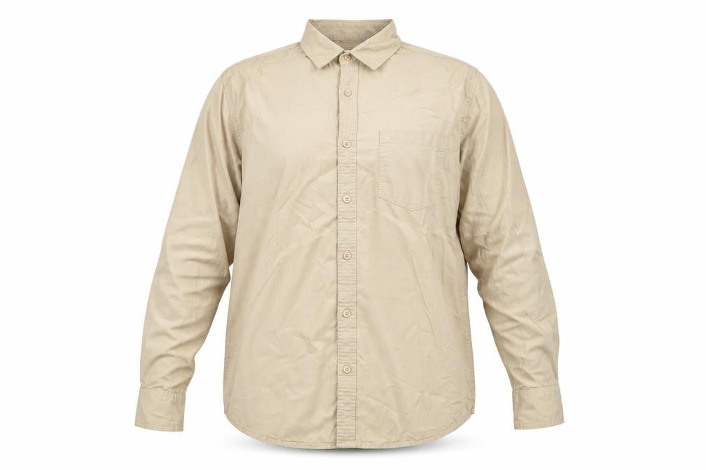 Cubes Mens Beige XL Long Sleeve Cotton Button-Up Shirt