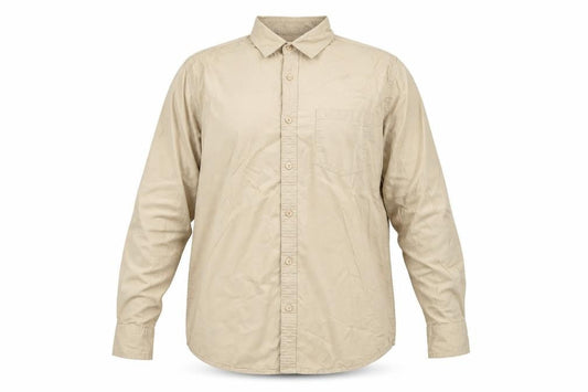 Cubes Mens Beige XL Long Sleeve Cotton Button-Up Shirt