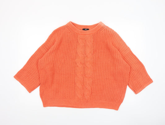 H&M Women Orange Cable Knit Pullover Jumper Size 12