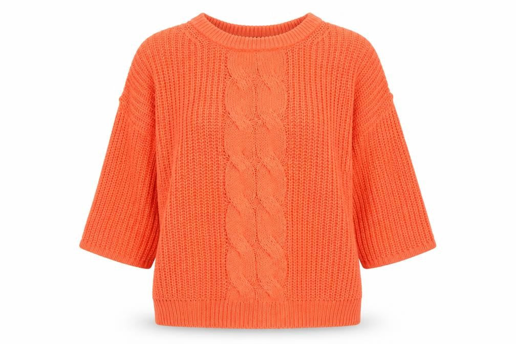 H&M Women Orange Cable Knit Pullover Jumper Size 12